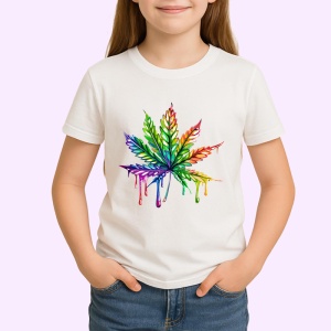 Tricou Frunza multicolora in stil graffiti fundal alb Copii | Dama | Barbat - Img 4