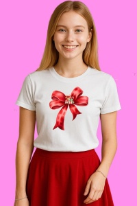Tricou Funda Rosie Cu Strasuri, din bumbac 100%, tricou alb, Copii | Dama | Barbat