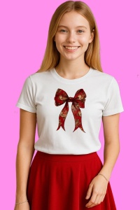 Tricou Funda Rosie Ornamentata, din bumbac 100%, tricou alb, Copii | Dama | Barbat - Img 3