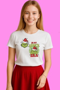Tricou Funny In My Grinch Era Cosplay Santa For Cricut, din bumbac 100%, tricou alb, Copii | Dama | Barbat