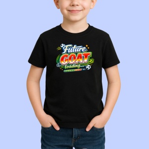 Tricou Future Goat Loading Design Fotbal Colorat, din bumbac 100%, tricou negru Copii | Dama | Barbat