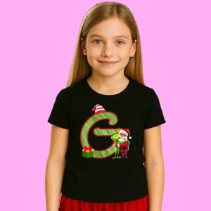 Tricou G Litere Craciun Cu Mos Si Grinch, din bumbac 100% Copii | Dama | Barbat - Img 3