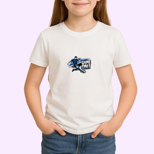 Tricou Game On Fotbalist In Actiune Albastru, din bumbac 100% , tricou alb pentru Copii | Dama | Barbat