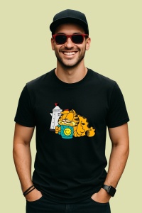 Tricou Garfield Coffee Funny, din bumbac 100%, tricou negru, Dama | Barbat
