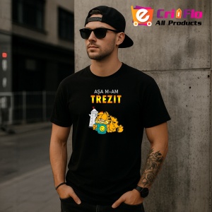 Tricou Garfield Dimineata, din bumbac 100%, tricou negru, Dama | Barbat - Img 4