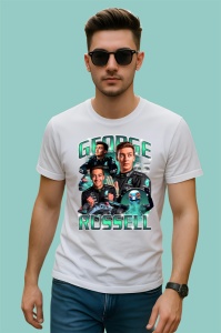 Tricou George Russell Poster Colaj Echipa Mercedes Formula 1, Copii | Dama | Barbat - Img 2