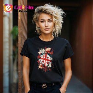 Tricou Georgia Steag Splash Art, Copii | Dama | Barbat, culoare negru - Img 12