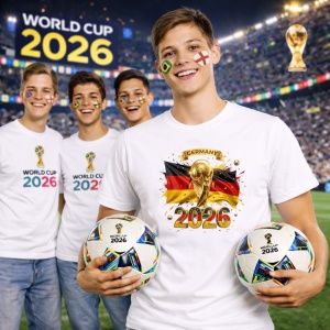 Tricou Germany World Cup 2026 Fifa V2, din bumbac 100%, tricou alb, Copii | Dama | Barbat - Img 7