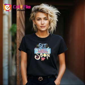Tricou Get Well Soon Font Colorat Inimi V2, din bumbac 100%, tricou negru Copii | Dama | Barbat - Img 8