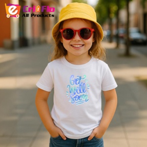 Tricou Get Well Soon Text Caligrafic Albastru V1, din bumbac 100% , tricou alb pentru Copii | Dama | Barbat - Img 4