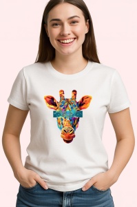 Tricou Girafa Colorata Stil Poligonal, Copii | Dama | Barbat - Img 3