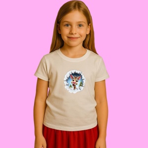Tricou Girafa Cu Bradut Si Fundal Gri Craciun, din bumbac 100% Copii | Dama | Barbat - Img 2