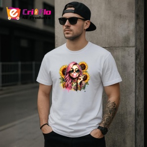 Tricou girl bubblegum sunflower sunglasses, fata guma de mestecat cu ochelari si floarea soarelui, Copii | Dama | Barbat - Img 5