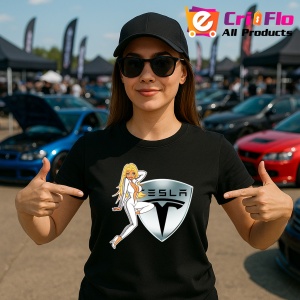 Tricou Girl Cu Logo Tesla | Unisex Dama si Barbat
