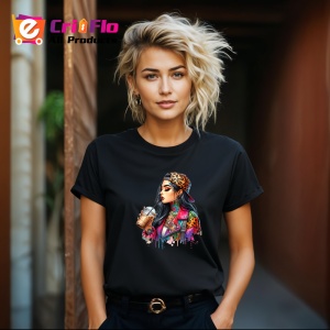 Tricou Girl leopard jacket iced coffee, fata cu geaca leopard si cafea cu gheata, Copii | Dama | Barbat , tricou negru - Img 8