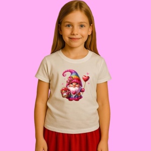 Tricou Gnome Violet Cu Inimioara, din bumbac 100%, tricou alb, Copii | Dama | Barbat - Img 2
