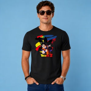 Tricou Goku Dragon Ball Z Luptator Anime Urban Graffiti, din bumbac 100%, tricou negru, Copii | Dama | Barbat - Img 2