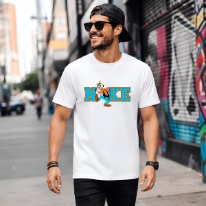 Tricou Goofy Catelul Sportiv Albastru Maro Urban Typography Design, din bumbac 100% Copii | Dama | Barbat - Img 5