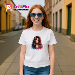 Tricou gothic tattoo girl cross chest, fata gotica tatuata cu cruce pe piept, Copii | Dama | Barbat