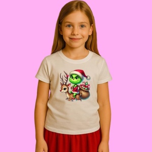 Tricou Grinch Calare Pe Ren Cu Daruri Craciun, din bumbac 100%, tricou alb, Copii | Dama | Barbat - Img 2