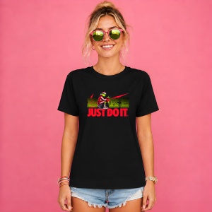 Tricou Grinch Craciun Logo Rosu Verde Just Do It Urban Holiday, din bumbac 100%, tricou negru, Copii | Dama | Barbat - Img 2