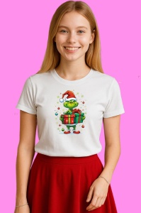 Tricou Grinch Cu Cadouri Si Zapada, din bumbac 100% Copii | Dama | Barbat - Img 3