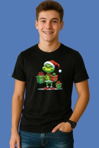 Tricou Grinch Cu Doua Cadouri, din bumbac 100% Copii | Dama | Barbat - Img 3
