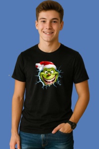 Tricou Grinch Cu Fundal Alb Si Privire Haioasa Craciun 2, din bumbac 100% Copii | Dama | Barbat - Img 2