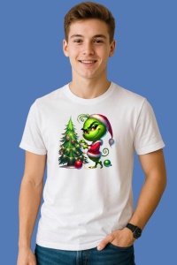 Tricou Grinch Decoreaza Bradul De Craciun, din bumbac 100%, tricou alb, Copii | Dama | Barbat