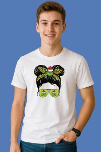 Tricou Grinch Glasses Christmas Leopard, din bumbac 100%, tricou alb, Copii | Dama | Barbat - Img 2