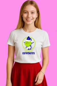 Tricou Grinch I Hate People But I Love My Cowboys Christmas, din bumbac 100%, tricou alb, Copii | Dama | Barbat