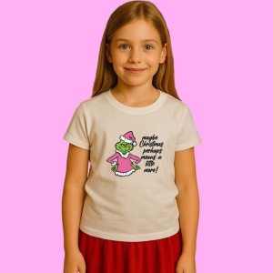 Tricou Grinch Maybe Christmas Means More, din bumbac 100%, tricou alb, Copii | Dama | Barbat