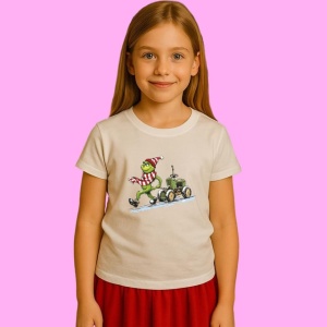 Tricou Grinch Pe Tractor De Craciun, din bumbac 100%, tricou alb, Copii | Dama | Barbat