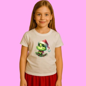 Tricou Grinch Vesel Cu Coronita De Craciun, din bumbac 100%, tricou alb, Copii | Dama | Barbat - Img 2