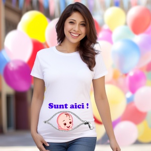 Tricou haios de dama personalizat Sunt aici! sunt baietel!