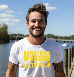 Tricou haios personalizat pentru barbati Nu ma cauta in weekend! Sunt la pescuit!