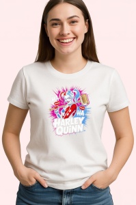 Tricou harley quinn bata fundal albastru, Copii | Dama | Barbat - Img 4