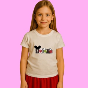 Tricou Ho Ho Ho Mickey Ornament, din bumbac 100%, tricou alb, Copii | Dama | Barbat - Img 2