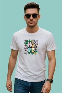 Tricou Hope Design Floral Verde Natura, din bumbac 100% , tricou alb pentru Copii | Dama | Barbat - Img 3