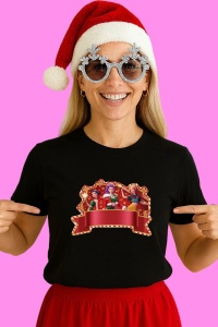 Tricou Huntrix K Pop Hunters Demon Banner Decorativ Sarbatori, din bumbac 100%, tricou negru, Copii | Dama | Barbat - Img 3