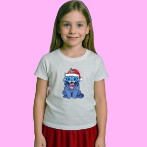 Tricou Huntrix K Pop Hunters Demon Christmas Blue Cat Mascota Festiva, din bumbac 100%, tricou alb, Copii | Dama | Barbat - Img 2