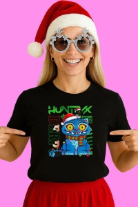 Tricou Huntrix K Pop Hunters Demon Derpy Pisica Design Christmas, din bumbac 100%, tricou negru, Copii | Dama | Barbat - Img 2