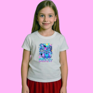 Tricou Huntrix K Pop Hunters Demon Derpy Pisica Tripla Stil Neon, din bumbac 100%, tricou alb, Copii | Dama | Barbat