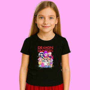 Tricou Huntrix K Pop Hunters Demon Kpop Demon Hunters Grup Copii, din bumbac 100%, tricou negru, Copii | Dama | Barbat - Img 2