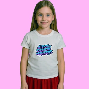 Tricou Huntrix K Pop Hunters Demon Logo Kpop Demon Hunters Vector, din bumbac 100%, tricou alb, Copii | Dama | Barbat - Img 2