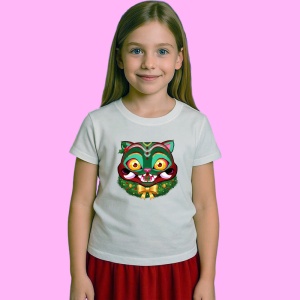 Tricou Huntrix K Pop Hunters Demon Masca Pisica Verde Ornamentala, din bumbac 100%, tricou alb, Copii | Dama | Barbat - Img 2