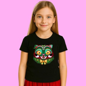 Tricou Huntrix K Pop Hunters Demon Masca Pisica Verde Ornamentala, din bumbac 100%, tricou negru, Copii | Dama | Barbat - Img 2