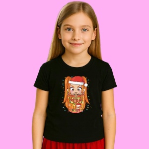 Tricou Huntrix K Pop Hunters Demon Mira Portret Caracter Iarna, din bumbac 100%, tricou negru, Copii | Dama | Barbat - Img 2