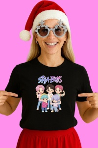 Tricou Huntrix K Pop Hunters Demon Saja Boys Copii Chibi, din bumbac 100%, tricou negru, Copii | Dama | Barbat