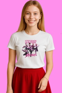 Tricou Huntrix K Pop Hunters Demon Saja Boys Stil Lupta, din bumbac 100%, tricou alb, Copii | Dama | Barbat